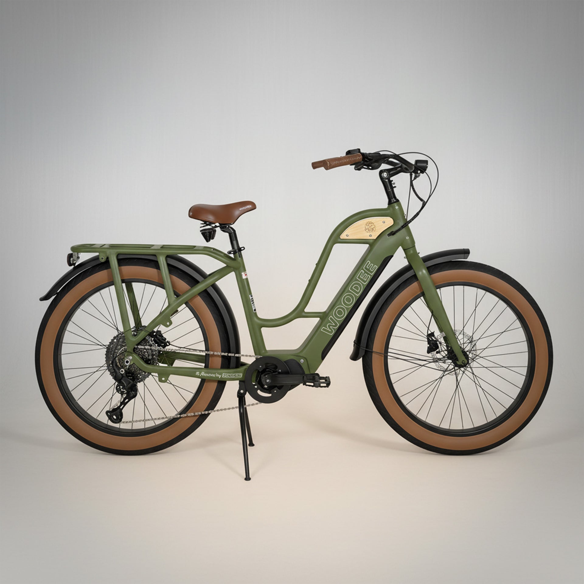 Woodee Beach Cab 26 Swan Kaki - Vélo fatbike électrique col de cygne