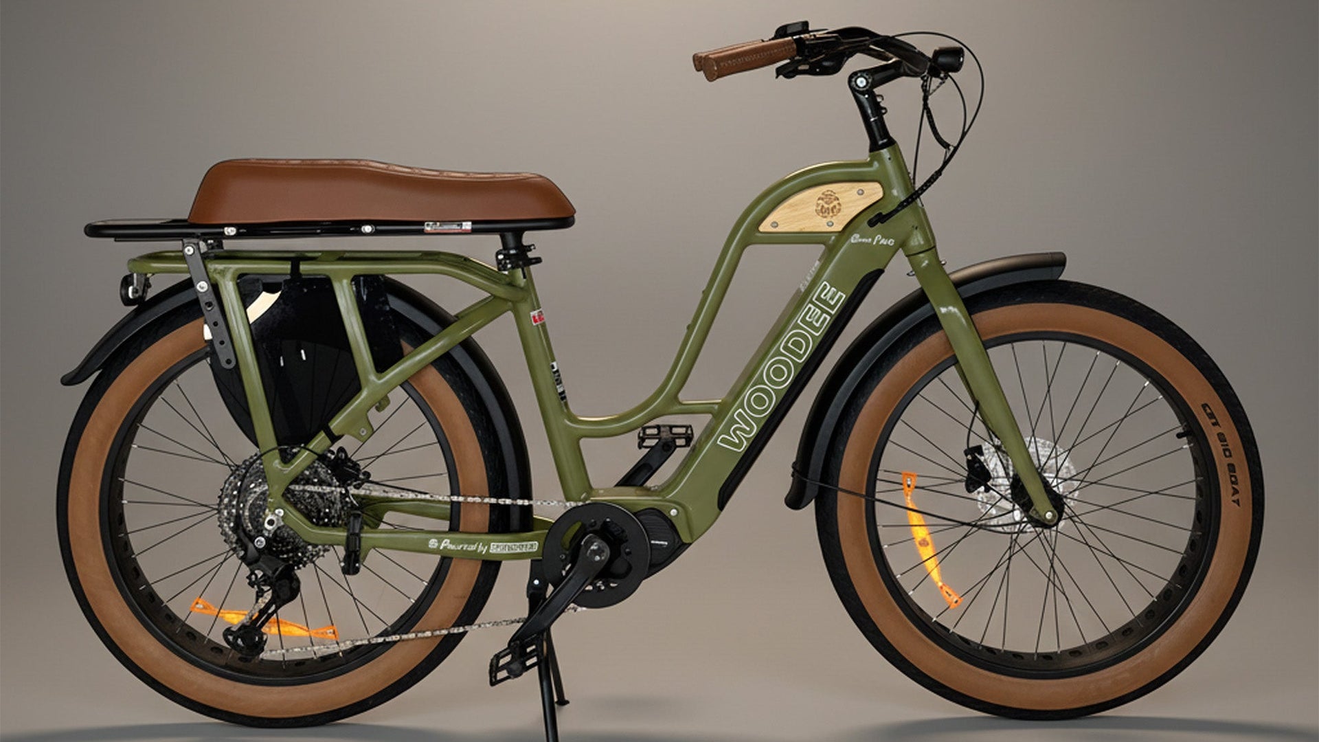 Woodee Beach Cab 26 Swan Kaki - Vélo fatbike électrique col de cygne